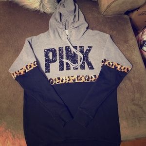 VS Pink Rare Bling Leopard Hoodie